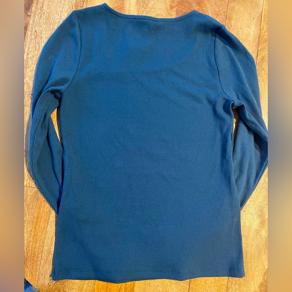 Brand NEW Banana Republic Teal Blue Asymmetrical neckline ribbed long sleeve - Picture 9 of 9